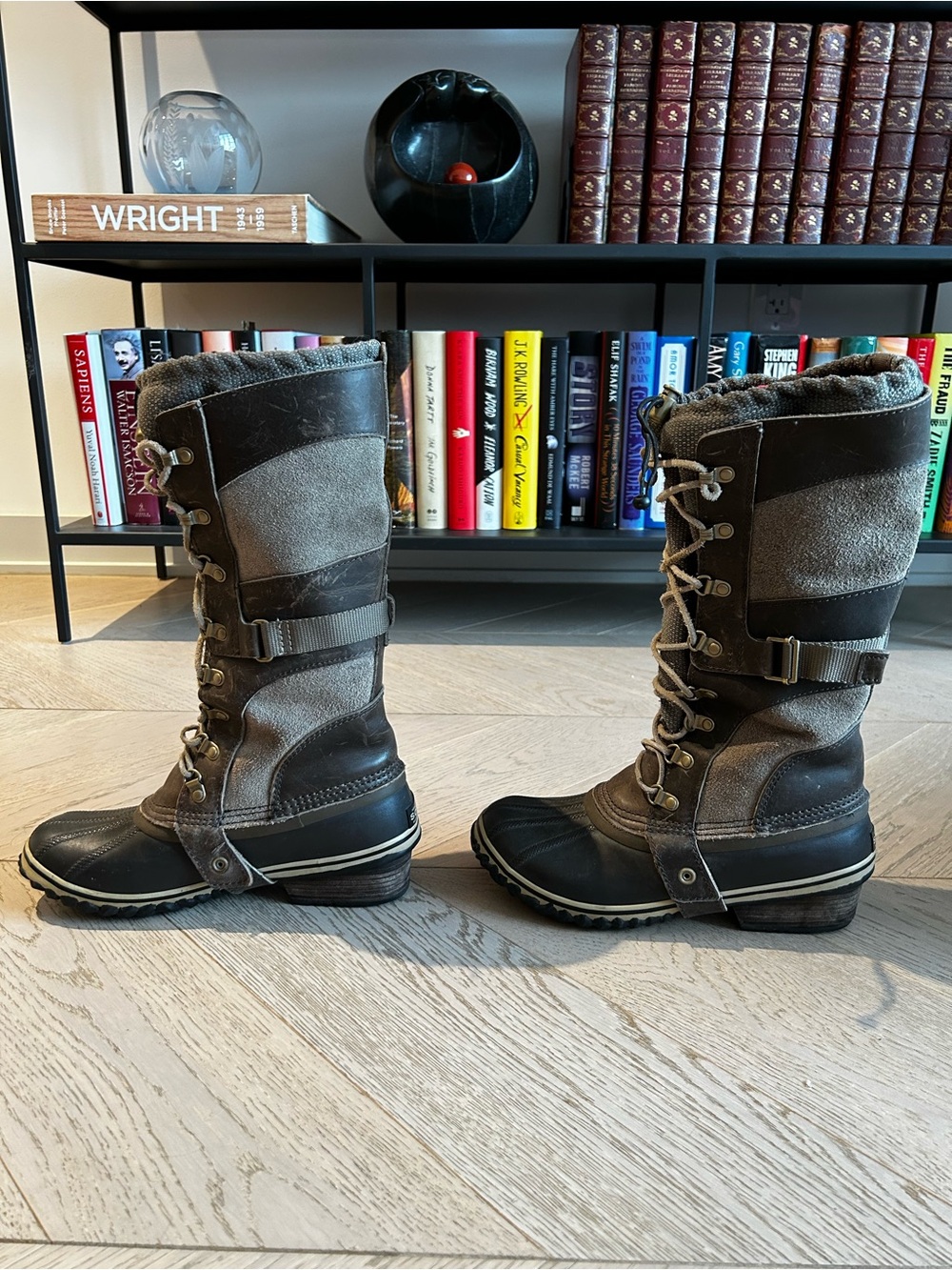 Sorel Conquest Carly Lace-Up Lined Knee-High Snow Boots Brown/Tan US 9
